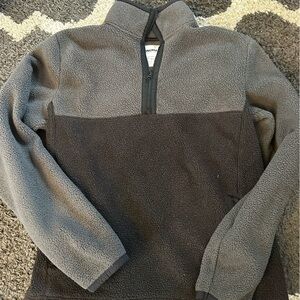 Men's Gray and Black Quarter-Zip Sweater
